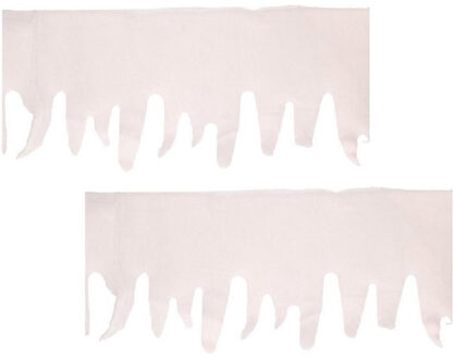 Bellatio Decorations Ijspegel rand - 2x - wit - 28 x 200 cm - polyester - sneeuwversiering - sneeuwrand