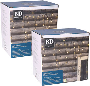 Bellatio Decorations Ijspegelverlichting - 2x - 360 leds - warm wit - 12 m