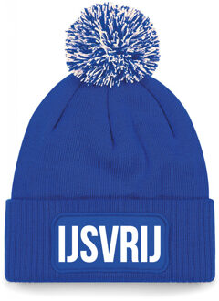 Bellatio Decorations IJsvrij muts met pompon unisex one size - blauw