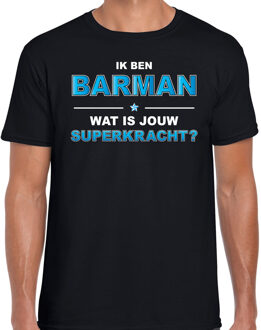 Bellatio Decorations Ik ben barman wat is jouw superkracht t-shirt zwart voor heren - cadeau shirt barman