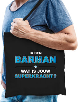 Bellatio Decorations Ik ben barman wat is jouw superkracht - tasje zwart voor heren - barman kado tas