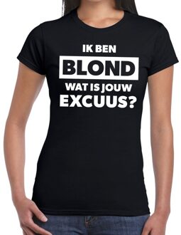 Bellatio Decorations Ik ben blond wat is jouw excuus tekst t-shirt zwart dames M