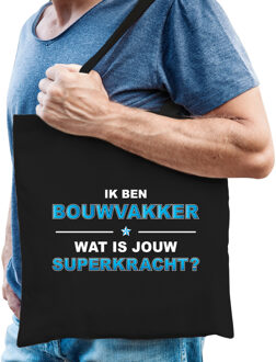 Bellatio Decorations Ik ben bouwvakker wat is jouw superkracht tasje zwart voor heren - cadeau tas bouwvakker