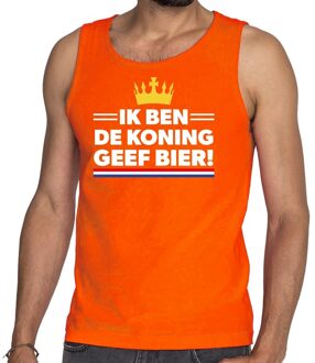 Bellatio Decorations Ik ben de Koning geef bier tanktop / mouwloos shirt oranje heren 2XL - Feestshirts