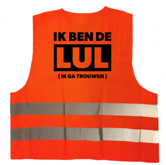 Bellatio Decorations Ik ben de lul - ik ga trouwen hesje / vestje - oranje reflecterende strepen - volwassenen - fun tekst hesjes -  vrijgezellenfeest hesje / vestje