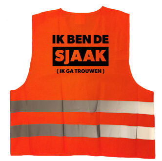 Bellatio Decorations Ik ben de sjaak - ik ga trouwen hesje / vestje - oranje reflecterende strepen - volwassenen - fun tekst hesjes -  vrijgezellenfeest hesje / vestje