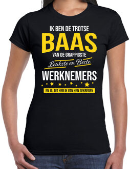 Bellatio Decorations Ik ben de trotse baas van de leukste en beste werknemers cadeau t-shirt zwart voor dames - kado voor werkgever / baas XL