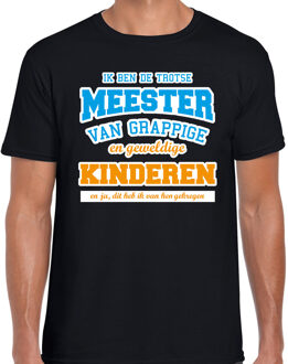 Bellatio Decorations Ik ben de trotse meester cadeau t-shirt zwart voor heren 2XL