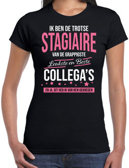 Bellatio Decorations Ik ben de trotse stagiaire van de leukste en beste collegas cadeau t-shirt zwart voor dames - kado voor een stagiaire 2XL