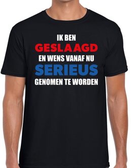 Bellatio Decorations Ik ben geslaagd serieus genomen zwart fun-t shirt voor heren 2XL - Feestshirts