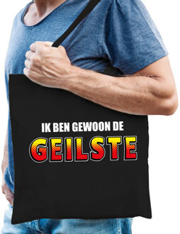 Bellatio Decorations Ik ben gewoon de geilste katoenen tas zwart - tasje / shopper voor heren