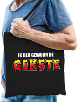 Bellatio Decorations Ik ben gewoon de gekste tas / shopper zwart katoen heren - Feest Boodschappentassen