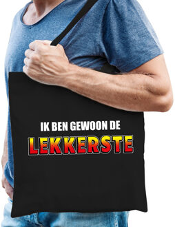 Bellatio Decorations Ik ben gewoon de lekkerste tas / shopper zwart katoen heren - Feest Boodschappentassen