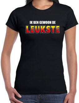 Bellatio Decorations Ik ben gewoon de leukste fun t-shirt zwart voor dames