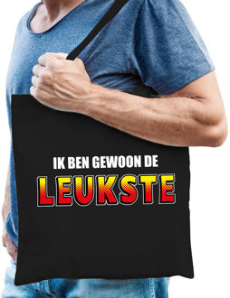 Bellatio Decorations Ik ben gewoon de leukste tas / shopper zwart katoen heren - Feest Boodschappentassen