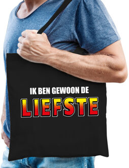 Bellatio Decorations Ik ben gewoon de liefste tas / shopper zwart katoen heren - Feest Boodschappentassen