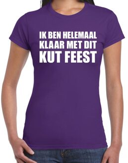 Bellatio Decorations Ik ben helemaal klaar met dit KUT FEEST t-shirt paars dames 2XL