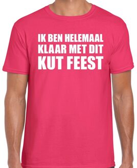 Bellatio Decorations Ik ben helemaal klaar met dit KUT FEEST t-shirt roze heren 2XL