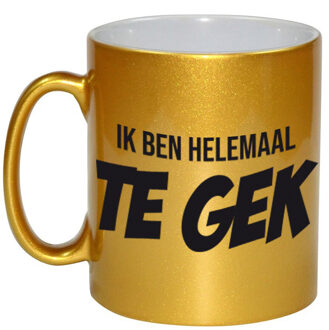 Bellatio Decorations Ik ben helemaal te gek mok / beker gouden cadeau collega 330 ml - feest mokken Goudkleurig