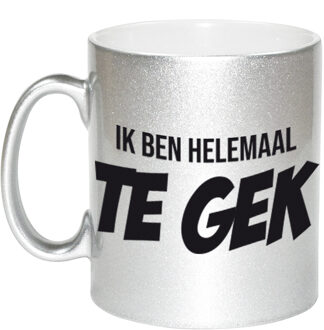 Bellatio Decorations Ik ben helemaal te gek mok / beker zilver cadeau collega 330 ml - feest mokken Zilverkleurig