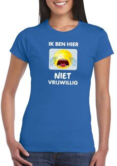 Bellatio Decorations Ik ben hier niet vrijwillig t-shirt blauw dames L