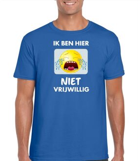 Bellatio Decorations Ik ben hier niet vrijwillig t-shirt blauw heren 2XL