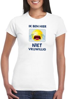 Bellatio Decorations Ik ben hier niet vrijwillig t-shirt wit dames S