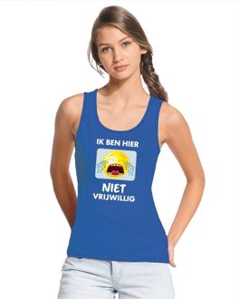 Bellatio Decorations Ik ben hier niet vrijwillig tanktop/ mouwloos shirt blauw dames