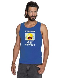 Bellatio Decorations Ik ben hier niet vrijwillig tanktop/ mouwloos shirt blauw heren L