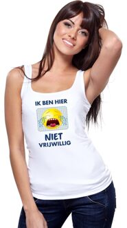 Bellatio Decorations Ik ben hier niet vrijwillig tanktop/ mouwloos shirt wit dames L