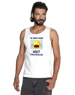 Bellatio Decorations Ik ben hier niet vrijwillig tanktop/ mouwloos shirt wit heren 2XL