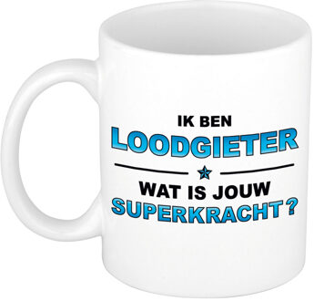 Bellatio Decorations Ik ben loodgieter wat is jouw superkracht cadeau mok / beker wit en blauw - cadeau / verjaardag / beroepen - feest mokke Multikleur