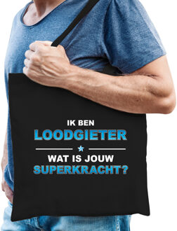 Bellatio Decorations Ik ben loodgieter wat is jouw superkracht - tasje zwart voor heren - loodgieter kado tas