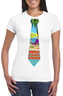 Bellatio Decorations Ik ben met pensioen t-shirt wit dames 2XL - Feestshirts