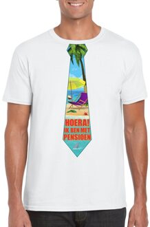 Bellatio Decorations Ik ben met pensioen t-shirt wit heren 2XL - Feestshirts