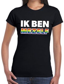 Bellatio Decorations Ik ben mezelf regenboog gaypride shirt zwart voor dames 2XL