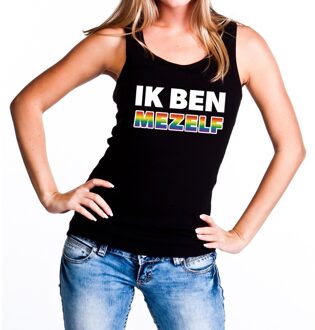 Bellatio Decorations Ik ben mezelf regenboog gaypride tanktop/mouwloos shirt voor dam Zwart