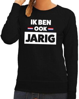 Bellatio Decorations Ik ben ook jarig sweater zwart voor dames - zwarte koningsdag trui dames - Koningsdag kleding 2XL