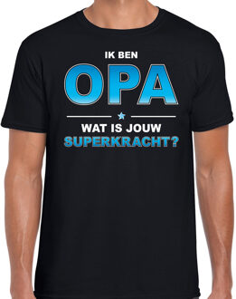 Bellatio Decorations Ik ben opa wat is jouw superkracht - t-shirt zwart voor heren - opa kado shirt 2XL