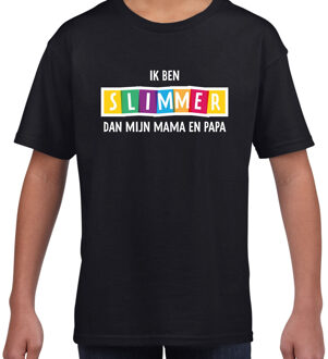 Bellatio Decorations Ik ben slimmer dan mijn papa en mama fun tekst t-shirt zwart kids XS (110-116)