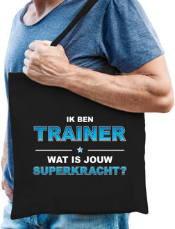 Bellatio Decorations Ik ben trainer wat is jouw superkracht - tasje zwart voor heren - trainer kado tas