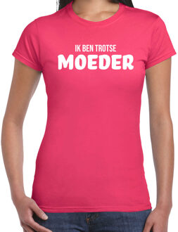 Bellatio Decorations Ik ben trotse moeder - t-shirt fuchsia roze voor dames - mama kado shirt / moederdag cadeau L