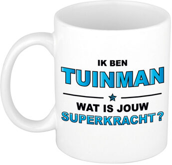 Bellatio Decorations Ik ben tuinman wat is jouw superkracht cadeau mok / beker wit en blauw - cadeau / verjaardag / beroepen - feest mokken Multikleur