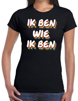 Bellatio Decorations Ik ben wie ik ben gay pride t-shirt zwart voor dames XS