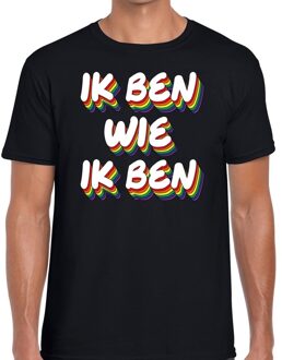 Bellatio Decorations Ik ben wie ik ben gay pride t-shirt zwart voor heren 2XL