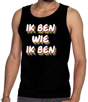 Bellatio Decorations Ik ben wie ik ben gay pride tanktop/mouwloos shirt zwart voor he M