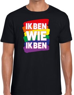 Bellatio Decorations Ik ben wie ik ben regenboog gaypride shirt zwart voor heren 2XL