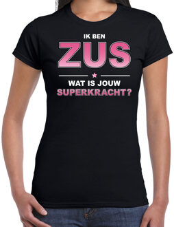 Bellatio Decorations Ik ben zus wat is jouw superkracht - t-shirt zwart voor dames -  zus kado shirt 2XL