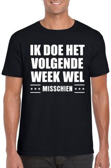 Bellatio Decorations Ik doe het volgende week wel shirt - zwart - voor heren