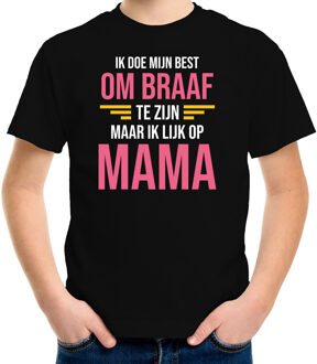 Bellatio Decorations Ik doe mijn best om braaf te zijn maar ik lijk op mama fun tekst t-shirt zwart - meisjes - Fun tekst / Verjaardag cadeau / kado t-shirt meisjes L (146-152)